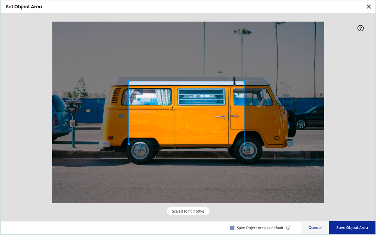 Set Object Area modal